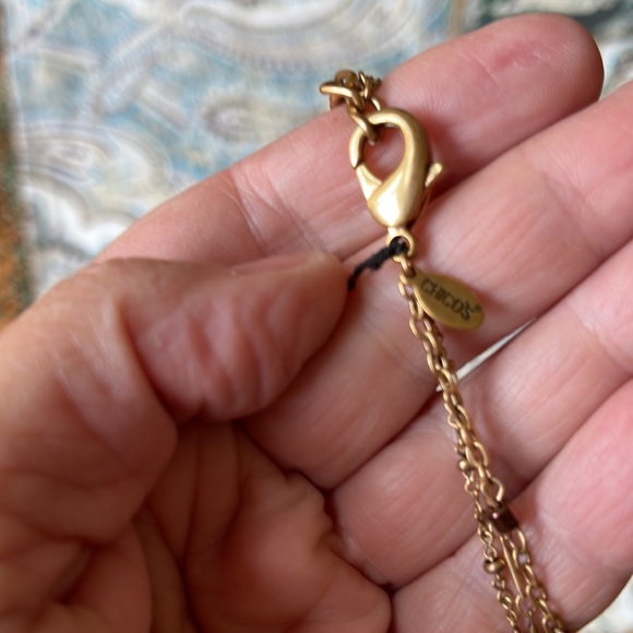 Chico’s brass and copper tone filigree necklace pendant collar multichain - Picture 4 of 9